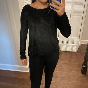 Hard Tail Crushed Velvet Black Long Sleeve Size S